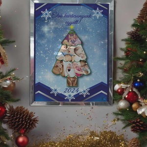 Karácsonyi tükrös szélű fotóüveg, Karácsony, Karácsonyi lakásdekoráció, Ünnepi asztaldekoráció, Fotó, grafika, rajz, illusztráció, MESKA