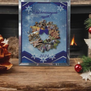 Karácsonyi tükrös szélű fotóüveg, Karácsony, Karácsonyi lakásdekoráció, Ünnepi asztaldekoráció, Fotó, grafika, rajz, illusztráció, MESKA