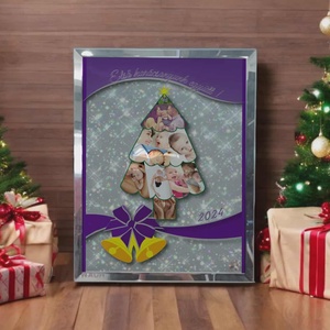 Karácsonyi tükrös szélű fotóüveg, Karácsony, Karácsonyi lakásdekoráció, Ünnepi asztaldekoráció, Fotó, grafika, rajz, illusztráció, MESKA