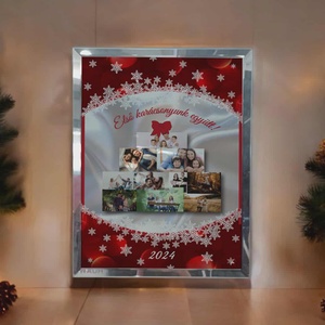 Karácsonyi tükrös szélű fotóüveg, Karácsony, Karácsonyi lakásdekoráció, Ünnepi asztaldekoráció, Fotó, grafika, rajz, illusztráció, MESKA