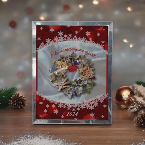 Karácsonyi tükrös szélű fotóüveg, Karácsony, Karácsonyi lakásdekoráció, Ünnepi asztaldekoráció, Fotó, grafika, rajz, illusztráció, MESKA