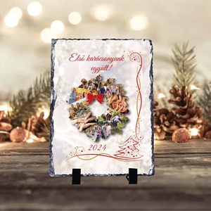 Karácsonyi saját fényképes fotókő , Otthon & Életmód, Dekoráció, Asztal és polc dekoráció, Asztaldísz, , MESKA