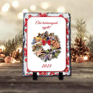 Karácsonyi saját fényképes fotókő , Otthon & Életmód, Dekoráció, Asztal és polc dekoráció, Asztaldísz, , MESKA