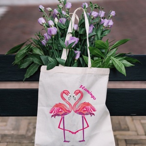  Flamingó madaras vászontáska - táska & tok - bevásárlás & shopper táska - shopper, textiltáska, szatyor - Meska.hu