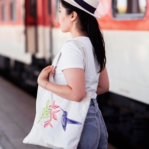  Kolibri madaras női vászontáska - táska & tok - bevásárlás & shopper táska - shopper, textiltáska, szatyor - Meska.hu