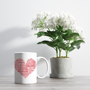 Anyák napi, piros betűs, szíves, Édesanya kávés bögre, Otthon & Életmód, Konyhafelszerelés, tálalás, Tálalás, Bögre & Csésze, Fotó, grafika, rajz, illusztráció, MESKA