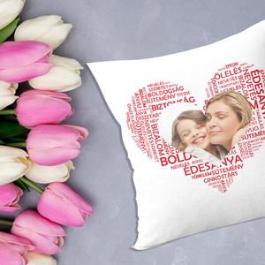 Anyák-napi fényképes szív betűből párna (Édesanya) - Meska.hu