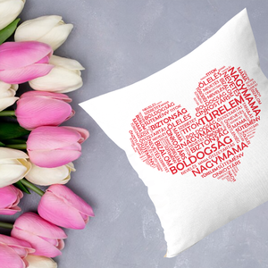 Anyák-napi szív piros betűből párna (Nagymama), Otthon & Életmód, Lakástextil, Párna & Párnahuzat, Fotó, grafika, rajz, illusztráció, MESKA