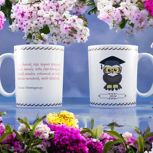 Ballagási baglyos kávés bögre , Otthon & Életmód, Konyhafelszerelés, tálalás, Tálalás, Bögre & Csésze, Fotó, grafika, rajz, illusztráció, MESKA