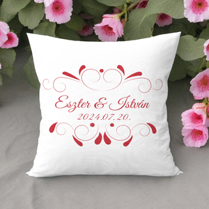  Esküvői párna piros mintás, Otthon & Életmód, Lakástextil, Párna & Párnahuzat, Fotó, grafika, rajz, illusztráció, MESKA