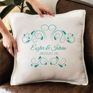  Esküvői párna zöld mintás - művészet - grafika & illusztráció - digitális - Meska.hu