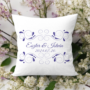  Esküvői párna kék mintás, Otthon & Életmód, Lakástextil, Párna & Párnahuzat, Fotó, grafika, rajz, illusztráció, MESKA