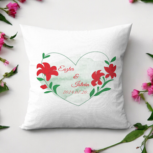  Esküvői párna piros virágos , Otthon & Életmód, Lakástextil, Párna & Párnahuzat, Fotó, grafika, rajz, illusztráció, MESKA