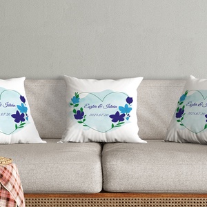  Esküvői párna kék virágos  - művészet - grafika & illusztráció - digitális - Meska.hu