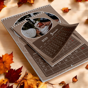 2026-os A4-es falinaptár barna vonalas leveles - Meska.hu