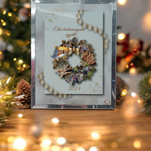  Karácsonyi Üvegkép, Fotóüveg koszorú , Otthon & Életmód, Dekoráció, Kép & Falikép, Üvegkép, Fotó, grafika, rajz, illusztráció, Üvegművészet, MESKA