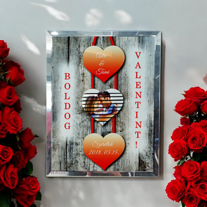  Valentin napi Üvegkép, Fotóüveg, Csíkos  szív , Otthon & Életmód, Dekoráció, Kép & Falikép, Üvegkép, Fotó, grafika, rajz, illusztráció, Üvegművészet, MESKA