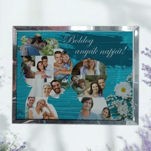  Anyák napi Üvegkép, Fotóüveg (Anya-fia montázs) , Otthon & Életmód, Dekoráció, Kép & Falikép, Üvegkép, Fotó, grafika, rajz, illusztráció, Üvegművészet, MESKA