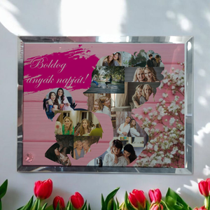  Anyák napi Üvegkép, Fotóüveg (Anya-lánya montázs) , Otthon & Életmód, Dekoráció, Kép & Falikép, Üvegkép, Fotó, grafika, rajz, illusztráció, Üvegművészet, MESKA