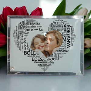  Anyák napi Üvegkép, Fotóüveg (Szív fekete betűből- ÉDEASNYA), Otthon & Életmód, Dekoráció, Kép & Falikép, Üvegkép, Fotó, grafika, rajz, illusztráció, Üvegművészet, MESKA