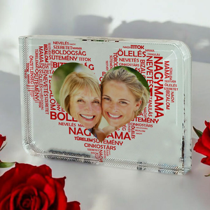 Anyák napi Fotókristály (Szív piros betűből NAGYMAMA), Otthon & Életmód, Dekoráció, Kép & Falikép, Üvegkép, Fotó, grafika, rajz, illusztráció, MESKA