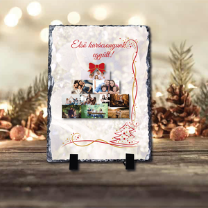Karácsonyi saját fényképes fotókő, Otthon & Életmód, Dekoráció, Asztal és polc dekoráció, Díszüveg, Fotó, grafika, rajz, illusztráció, MESKA