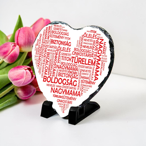 Anyák napi szív alakú fotókő (NAGYMAMA piros betűs) - Meska.hu