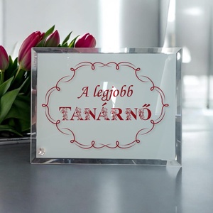 Ballagási fotóüveg egyedi felirattal (A legjobb Tanárnő virágos betűvel)  - Meska.hu