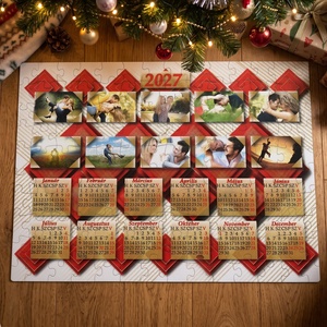 Saját fényképeses, egész éves (2027-es) naptár puzzle A3-as 500 darabos (piros négyzetes), Művészet, Grafika & Illusztráció, Digitális, Fotó, grafika, rajz, illusztráció, MESKA