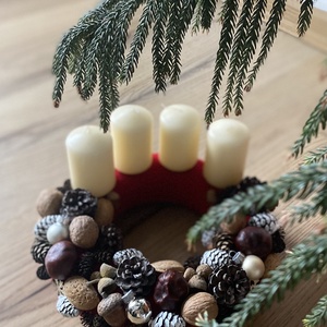 Piros adventi koszorú - karácsony - adventi díszek - adventi koszorú - Meska.hu