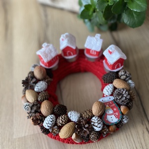 Piros adventi koszorú - karácsony - adventi díszek - adventi koszorú - Meska.hu