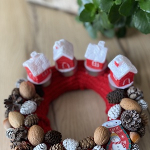 Piros adventi koszorú - karácsony - adventi díszek - adventi koszorú - Meska.hu