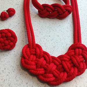 Piros zsinórékszer szett - ékszer - ékszerszett - Meska.hu