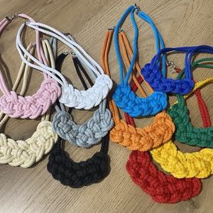 Kék csomózott zsinór nyaklánc - ékszer - nyaklánc - statement nyaklánc - Meska.hu