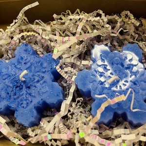 Kék hópehely gyertya szett karácsonyi illattal - otthon & életmód - gyertya, illat, aroma - gyertya - Meska.hu