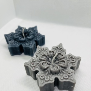 Szürke hópehely gyertyaszett  Téli elegancia, két árnyalatban, Otthon & Életmód, Gyertya, illat, aroma, Gyertya, Gyertya-, mécseskészítés, MESKA