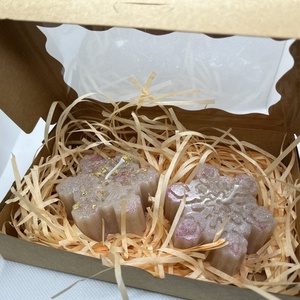 Bézs hópehely gyertya szett Téli elegancia aranyfényben, Otthon & Életmód, Gyertya, illat, aroma, Gyertya, Gyertya-, mécseskészítés, MESKA