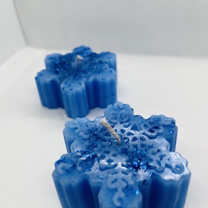 Sötétkék hópehely gyertyaszett  Mélykék elegancia és téli ragyogás, Otthon & Életmód, Gyertya, illat, aroma, Gyertya, Gyertya-, mécseskészítés, MESKA