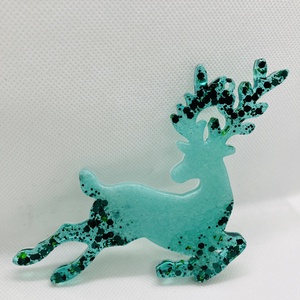 Epoxy rénszarvas dísz szett  Zöld csillogás - karácsony - karácsonyi lakásdekoráció - karácsonyfadíszek - Meska.hu