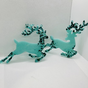 Epoxy rénszarvas dísz szett  Zöld csillogás, Karácsony, Karácsonyi lakásdekoráció, Karácsonyfadíszek, , MESKA