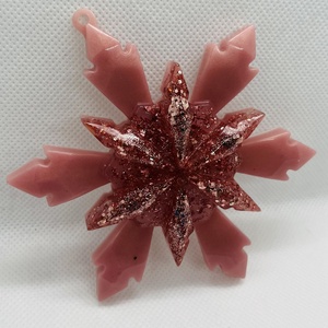 Rózsaarany Epoxy Hópehely, Karácsony, Karácsonyi lakásdekoráció, Karácsonyfadíszek, , MESKA