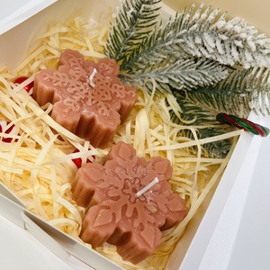 Rózsás Bronz Hópehely Gyertya  a melegség és elegancia találkozása - otthon & életmód - gyertya, illat, aroma - gyertya - Meska.hu