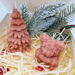 Karácsonyi Gyertya Szett  Fenyő és Maci - karácsony - karácsonyi lakásdekoráció - karácsonyi illatgyertya, mécses - Meska.hu