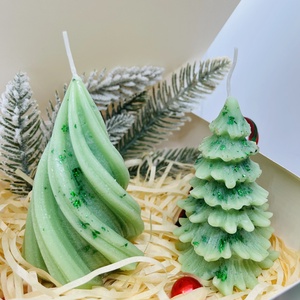 Zöld Fenyő Gyertyaszett , Karácsony, Karácsonyi lakásdekoráció, Karácsonyi illatgyertya, mécses, Gyertya-, mécseskészítés, MESKA