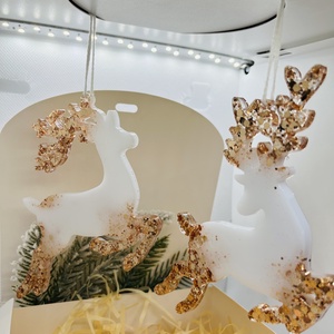 Epoxy Rénszarvas  Arany Csillogásban, Karácsony, Karácsonyi lakásdekoráció, Karácsonyfadíszek, , MESKA