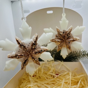 Arany Csillámos Epoxy Hópehely Dísz - karácsony - karácsonyi lakásdekoráció - karácsonyfadíszek - Meska.hu