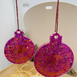 Pink Csillámos Epoxy Dísz, Karácsony, Karácsonyi lakásdekoráció, Karácsonyfadíszek, , MESKA