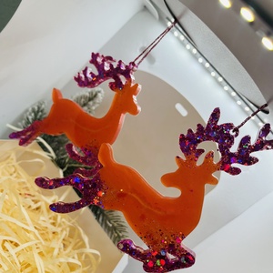 Epoxy Rénszarvas  Pink Csillogásban, Karácsony, Karácsonyi lakásdekoráció, Karácsonyfadíszek, , MESKA