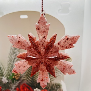 Piros Csillámos Epoxy Hópehely Dísz, Karácsony, Karácsonyi lakásdekoráció, Karácsonyfadíszek, , MESKA