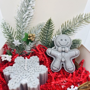 Szürke Mézi és Hópehely Gyertya Szett - Meska.hu